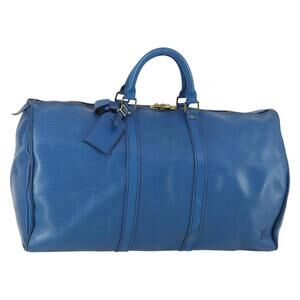 LOUIS VUITTON Epi Keepall 50 Boston Bag Blue M42965 LV Auth th6515
